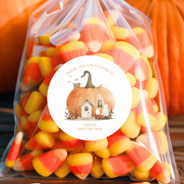 Adesivo Watercolor Fall Halloween Obrigado Chá de fraldas