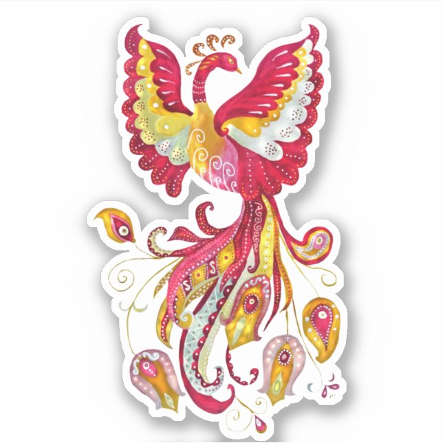 Adesivo Watercolor Firebird ou Phoenix Fantasy Creator (Frente)
