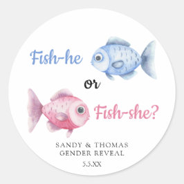 Adesivo Watercolor Fishing Gender Reveal