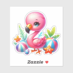 Adesivo Watercolor Flamingo Cartoon Clipart
