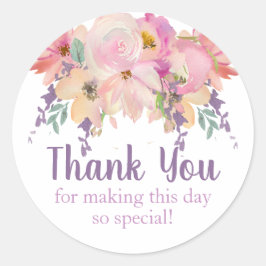Adesivo Watercolor Floral Obrigado Favor