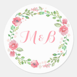 Adesivo Watercolor Floral Wreath Elegant Wedding