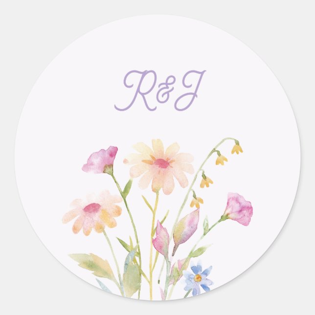 Adesivo watercolor flower editable  (Frente)