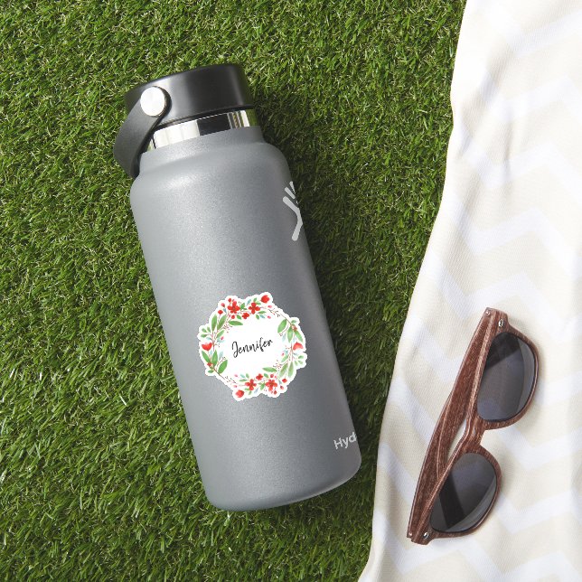 Adesivo Watercolor flowers monogram name cut sticker (HydroFlask Insitu)