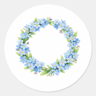 Adesivo Watercolor Forget Me Not Flower Wreath 