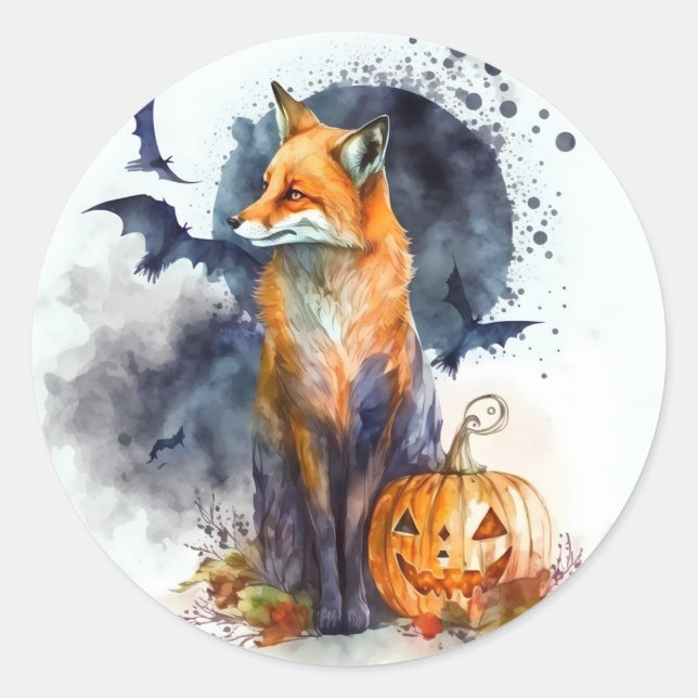 Adesivo Watercolor Fox Halloween (Frente)