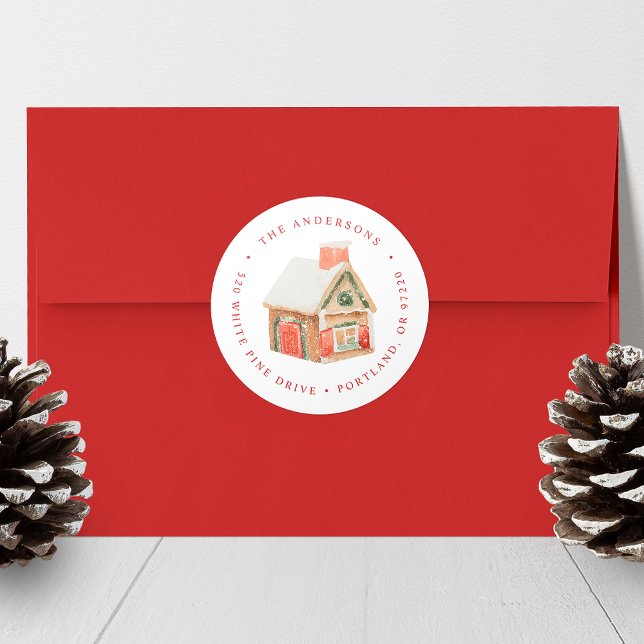 Adesivo Watercolor Gingerbird House Endereço para devoluçã (Criador carregado)