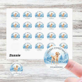 Adesivo Watercolor Golden Retriever Winter Christmas