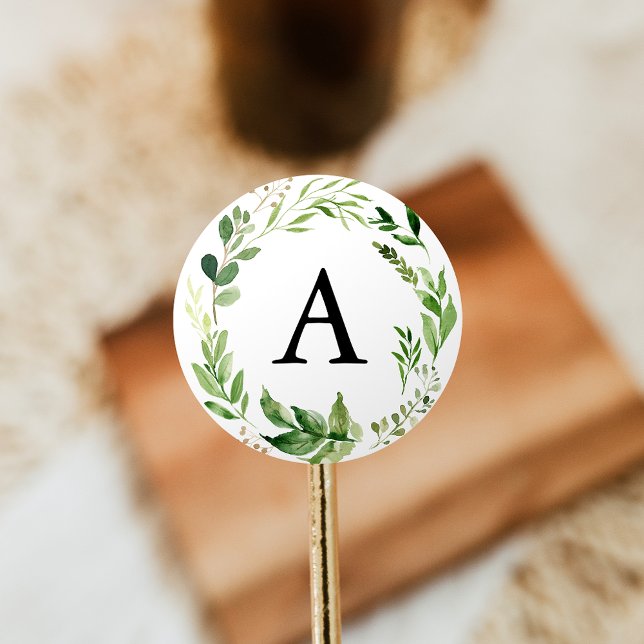 Adesivo Watercolor Greenery Wedding Monograma (Criador carregado)