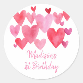 Adesivo Watercolor Hearts Birthday