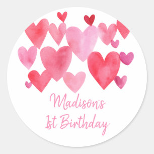 Adesivo Watercolor Hearts Birthday