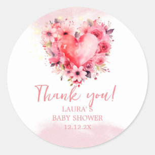 Adesivo Watercolor Hearts Little Sweetheart Chá de fraldas