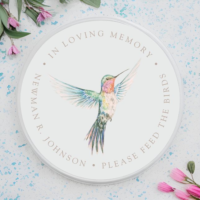 Adesivo Watercolor Hummingbird Funeral Memorial (Criador carregado)