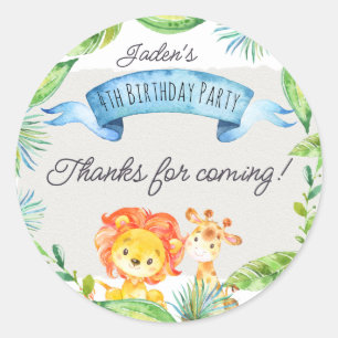 Adesivo Watercolor Jungle Lion e Giraffe - Obrigado de ani
