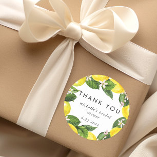 Adesivo Watercolor Lemon Wreath Chá de panela Obrigado