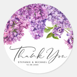 Adesivo Watercolor Lilac Flowers Casamento Spring Obrigado