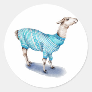Adesivo Watercolor Llama em Blue Sweater