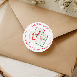 Adesivo Watercolor Mahjong Red & Green Christmas Tiles