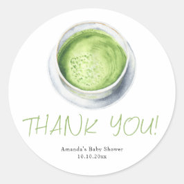 Adesivo Watercolor Matcha Latte Baby Shower Thank You