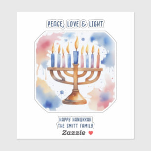 Adesivo Watercolor Menorah Happy Hanukkah