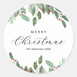 Adesivo Watercolor Merry Christmas Label