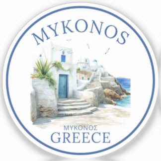 Adesivo Watercolor Mykonos Greece Dreamscape