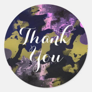 Adesivo Watercolor Obrigado Violet Splatter Brush