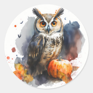 Adesivo Watercolor Owl Halloween