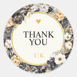 Adesivo Watercolor Peonus Monograma Obrigado Sticker