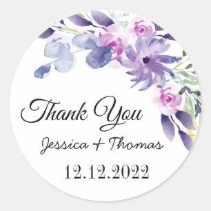 Adesivo Watercolor Peony Flowers Obrigado Pelo Favor Do Ca