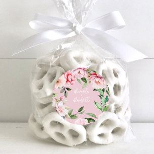 Adesivo Watercolor Peony Magnolia Pink Weding