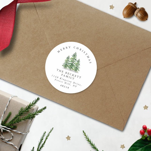 Adesivo Watercolor Pine Tree Forest Christmas (Criador carregado)