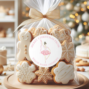 Adesivo Watercolor Pink Christmas Ballerina Gift