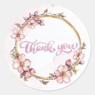 Adesivo Watercolor Pink Floral Thank You