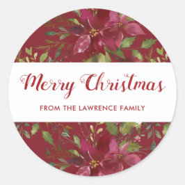 Adesivo Watercolor Poinsettia Feliz Natal Feriado