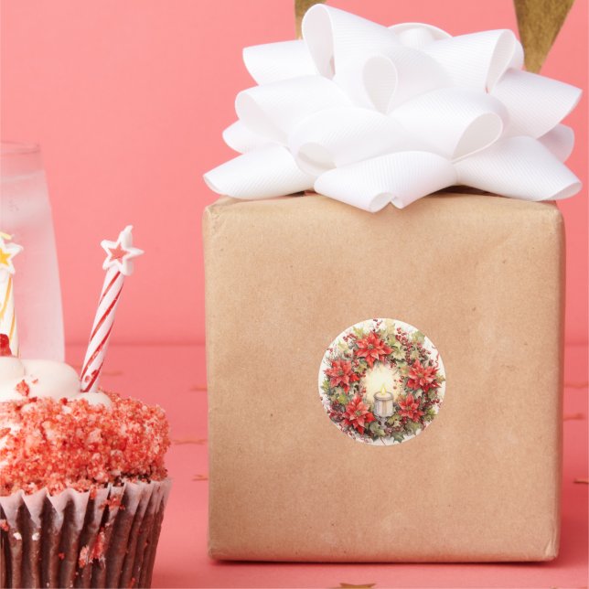 Adesivo Watercolor poinsettia Rua de Natal (Festa)