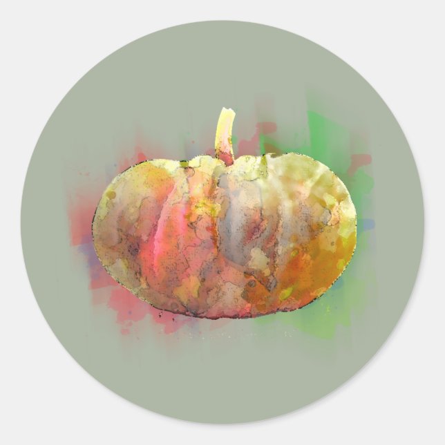 Adesivo Watercolor Pumpkin Halloween - Pequena Queda (Frente)