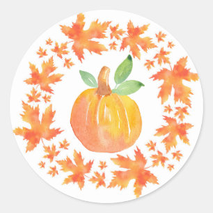 Adesivo Watercolor Pumpkin & Maple Leaf Wreath