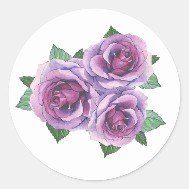 Adesivo Watercolor Purple Rose Bouquet Floral (Frente)