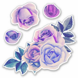 Adesivo Watercolor purple roses. Lilac flowers. Lavender