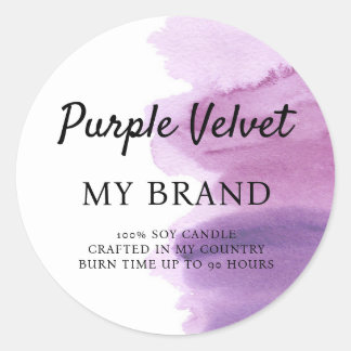 Adesivo Watercolor Purple Violet Candle Product Label