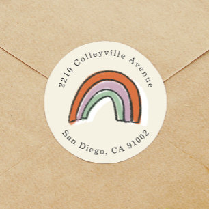 Adesivo Watercolor Rainbow Chá de fraldas Return Endereço