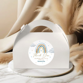 Adesivo Watercolor Rainbow Cloud Blue Dourado Obrigado