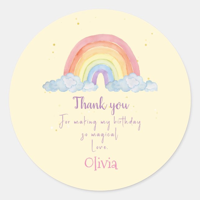 Adesivo Watercolor Rainbow Party - Obrigado (Frente)
