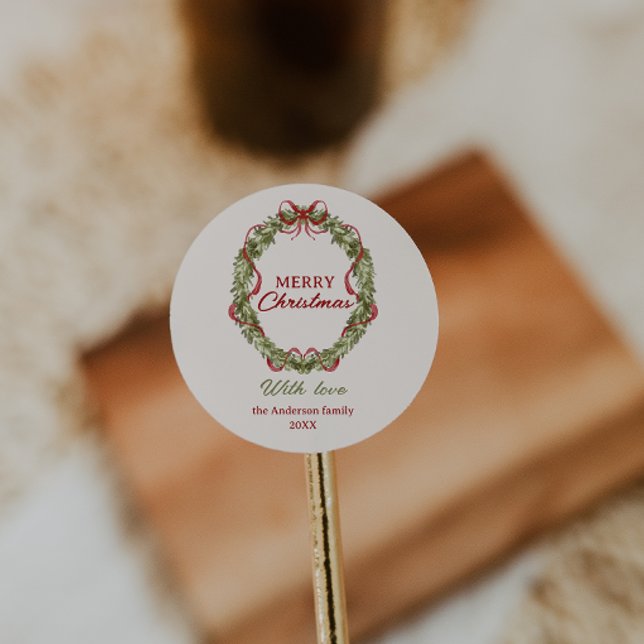 Adesivo Watercolor Red Green Arco Wreath Feliz Natal (Criador carregado)