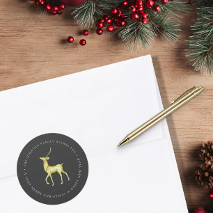 Adesivo Watercolor Reindeer Merry Christmas Family Name