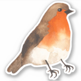 Adesivo Watercolor Robin Garden Bird Sticker