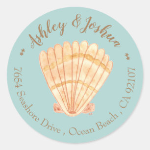 Adesivo Watercolor Scallop Retro Blue Return Address