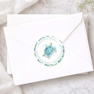 Adesivo Watercolor Sea Turtle Beach Return Address