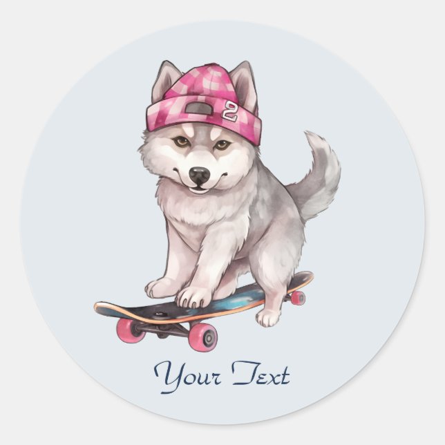 Adesivo Watercolor Siberian Husky Stick (Frente)